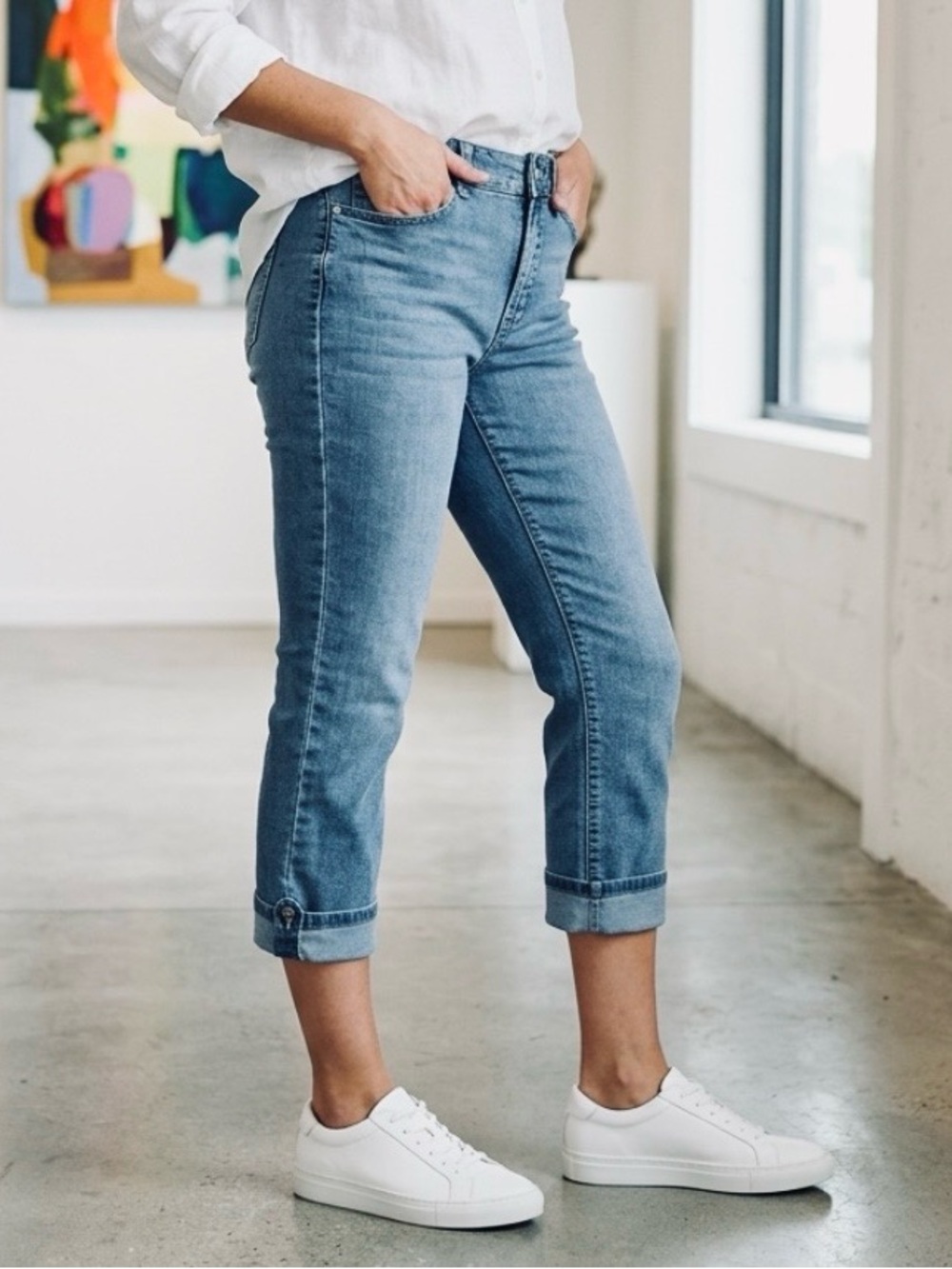 Code Bleu Soleil Curvy Cropped Jeans Sz 12